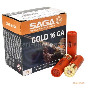 Патрон SAGA GOLD, кал.16/70, № 4, навеска 28 г, в контейнере