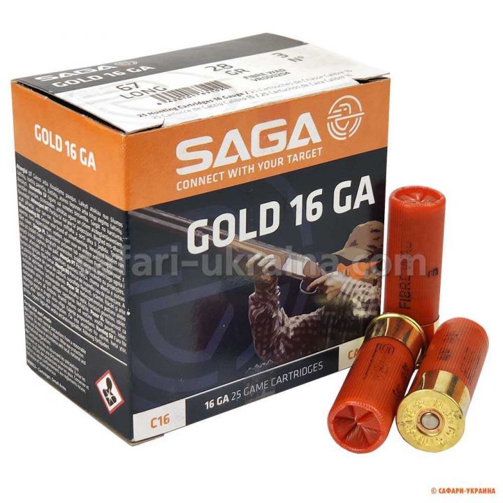 Патрон SAGA GOLD, кал.16/67, № 3, навеска 28 г, без контейнера