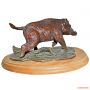 Бронзовая статуэтка на деревянной подставке Wild Boar Bronze Statue