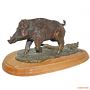 Бронзовая статуэтка на деревянной подставке Wild Boar Bronze Statue