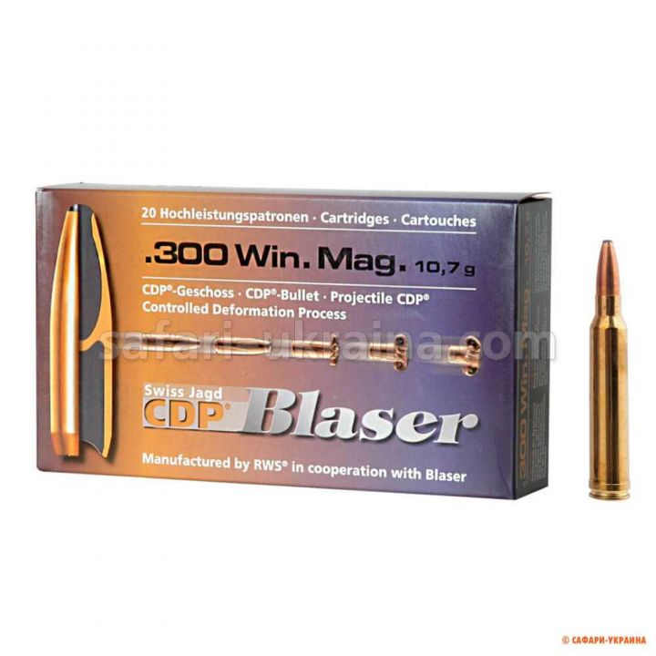 Патрон Blaser кал. 300 Win Mag куля CDP маса 10,7 г/ 165 гран 