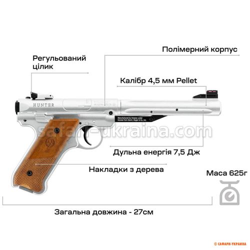 Пневматичний пістолет Umarex Ruger Mark IV Stainless 4,5 мм 