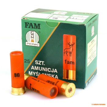 Патрон FAM-Pionki Buckshot SG, кал.12/70, картечь 8,45 мм (8 шаров), 29 г