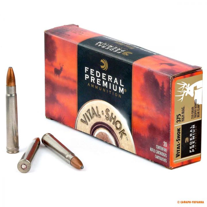 Патрон Federal Premium V-Shok, кал.375 H&H Mag, Trophy Bonded Bear Claw, вес: 16,2 g/250 grs