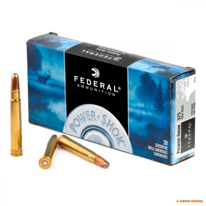 Патрон Federal Power-Shok, кал.375 H&H Magnum, SP, вес: 17,8 gr/270 grs