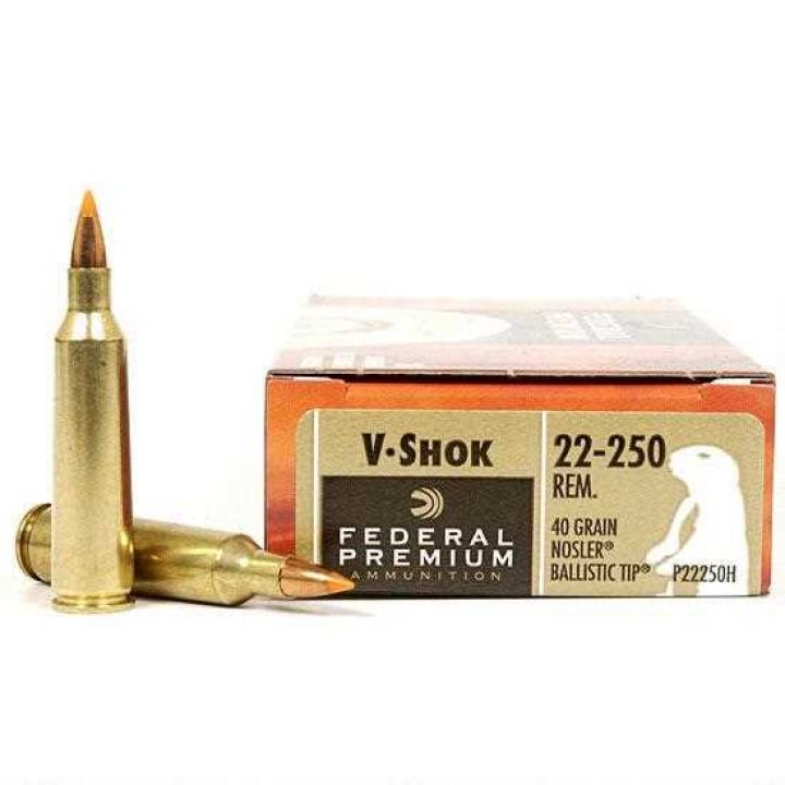 Патрон Federal Premium V-Shok, кал.22-250 Rem, Ballistic Tip, вес: 2,6 г/40 grs