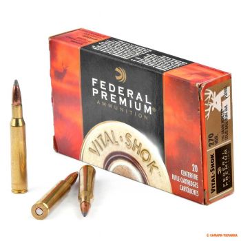 Патрон Federal Premium Vital-Shok, кал.270 Winchester,Solid Base Boat-Tail, вес: 8,4 g/130 grs