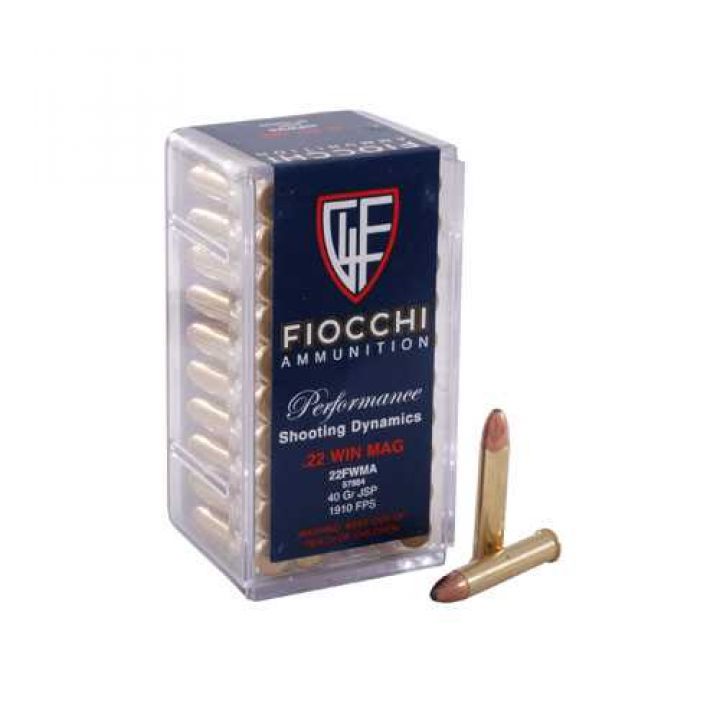 Патрон нарезной Fiocchi, кал.22WMR, тип пули JSP, вес 2,59 g