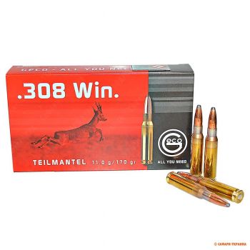 Патрон Geco, кал.308 Win, тип пули: Teilmatel (TM), вес: 170 grs/11,0 г.