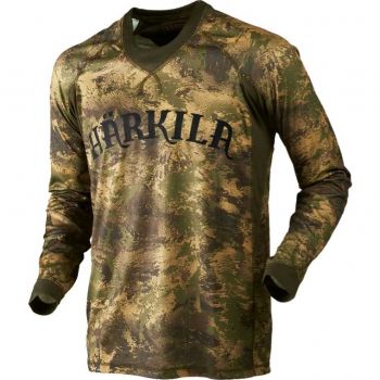 Камуфлированая кофта Harkila Lynx L/S t-shirt, технология Polygiene®, цвет AXIS MSP® Forest Green