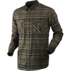 Охотничья клетчатая рубашка Harkila Pajala, вставки из замши, Willow green check