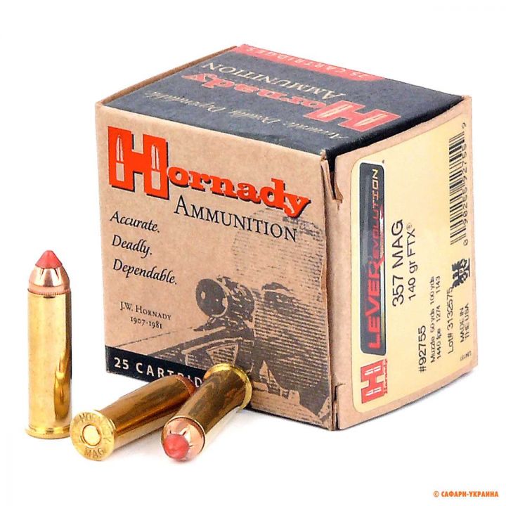 Патрон Hornady LEVERevolution, кал.357 Magnum, FTX (Flex Tip), вес: 9,0 g/140 grs