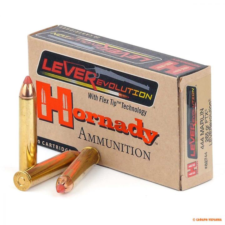 Патрон Hornady LEVERevolution, кал.444 Marlin, FTX (Flex Tip), вага: 17,2 gr/265 grs 