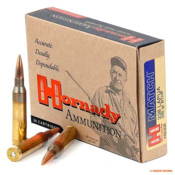 Патрон 300 шт Hornady Match, кал.338 Lapua Magnum, BTHP, вага: 18,5 g/285 grs