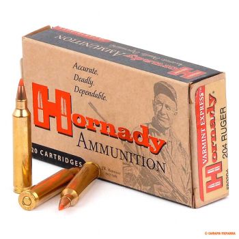 Патрон Hornady Varmint Express, кал.204 Ruger, V-Max, вес: 2,07 г/32 gr