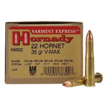 Патрон Hornady Varmint Express, кал.22 Hornet, V-Max, вес: 2,26 gr/35 grs