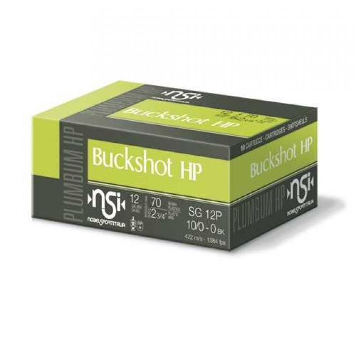 Патрон Nobel Buckshot SG 12P HP, кал.12/70, картеч 8 мм, 32 г 