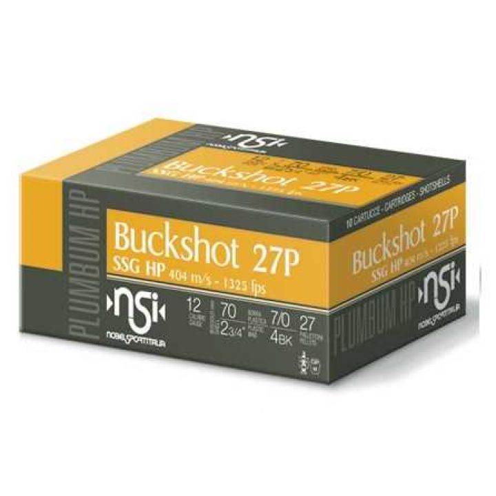 Гладкоствольний патрон Nobel Buckshot SSG 27P HP, кал.12/70, картеч 6.2 мм, 38 г 