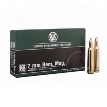 Патрон RWS, кал.7mm Rem Mag, тип пули: KS, вес: 10,5 gr / 162 grs