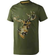 Футболка с рисунком головы оленя Seeland Camo Stag T-shirt, цвет: зеленый