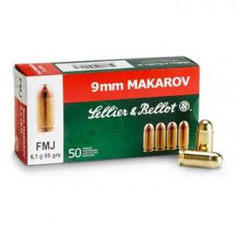 Патрон Sellier & Bellot FMJ, кал.9x18 mm, вес 6.1 г