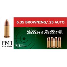 Патрон Sellier & Bellot, кал.6,35 Browning/.25 Auto, куля FMJ, вага 3,3 г