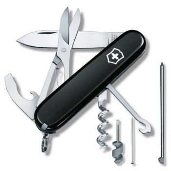 Карманный мультитул Victorinox Compact  Vx13405.3, 15 предметов, длина 91мм, черный