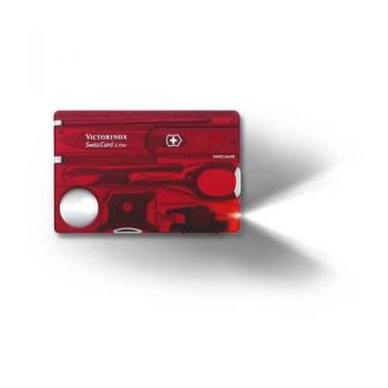 Нож кредитка Victorinox Swisscard Vx07300.T, 13 предметов, полупрозрачный красный