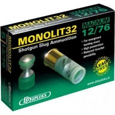 Гладкоствольний патрон D Dupleks Monolit 32 Magnum, кал.12/76, тип кулі Monolit, 32 г