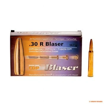 Патрон Blaser, кал.30 R Blaser, тип кулі: CDP, вага: 10,7 g/165 grs