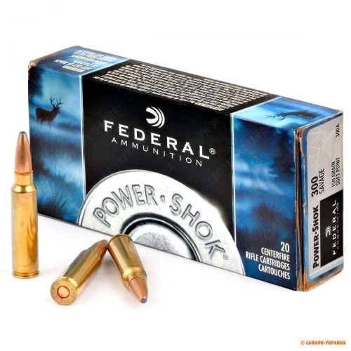 Патрон Federal Power-Shok, кал.300 Savage, тип кулі SP, вага: 9,7 g/150 grs Патрон Federal Power-Shok, кал.300 Savage, тип кулі SP, вага: 9,7 g/150 grs