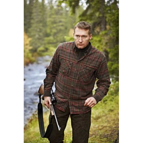 Мисливська картата сорочка Harkila Pajala, вставки із замші, Red check 